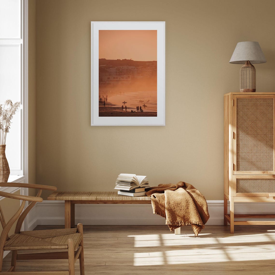 Bondi Beach Sydney Sunset Photo Surfers Golden Haze Ocean Walk Poster - Image 3
