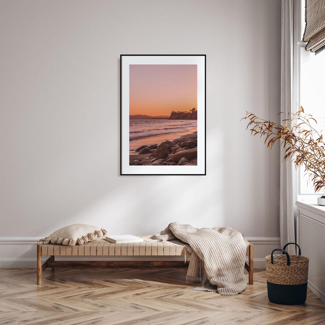 Santa Barbara Beach Sunset Boulders Cliffs Ocean Shore Poster - Image 2