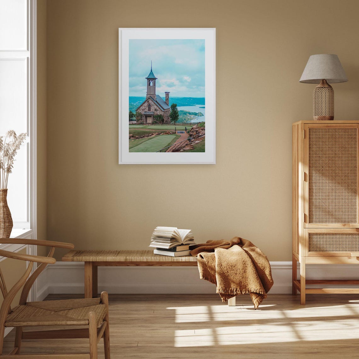 Branson Stone Chapel Lakeside Meadow Colorful Photography Poster - Image 3