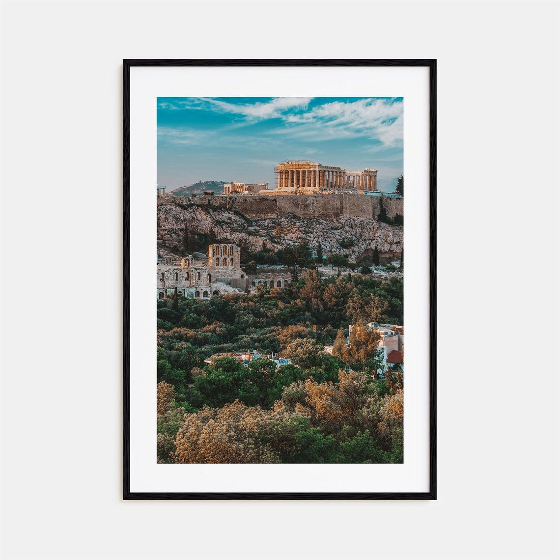 Athens Greece Acropolis And Parthenon Above Green Trees Photo Poster