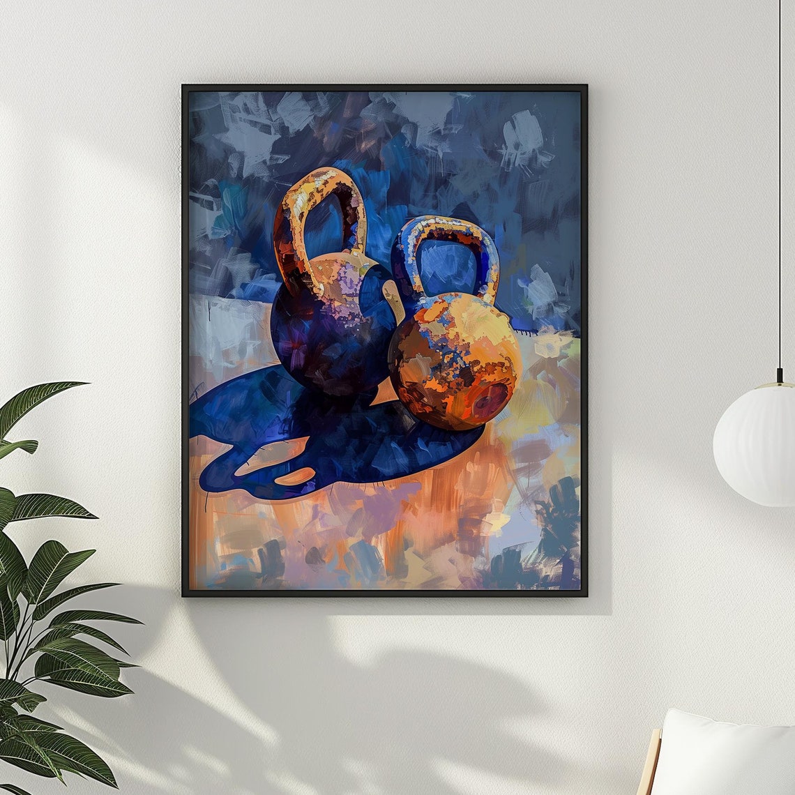 Colorful Kettlebell Abstract Painting Modern Home Gym Poster