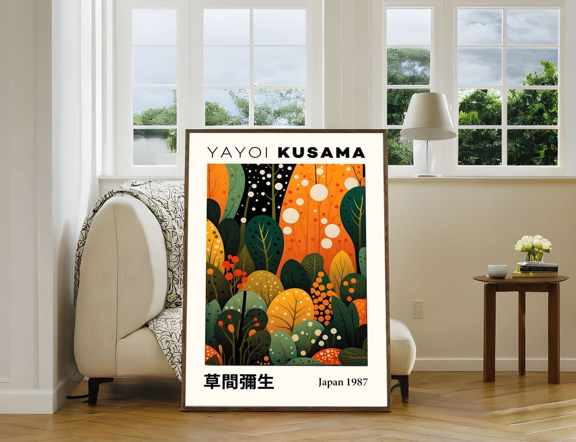 Yayoi Kusama Enchanted Forest Dots Leaves Autumn Japan 1987 Poster - Image 5
