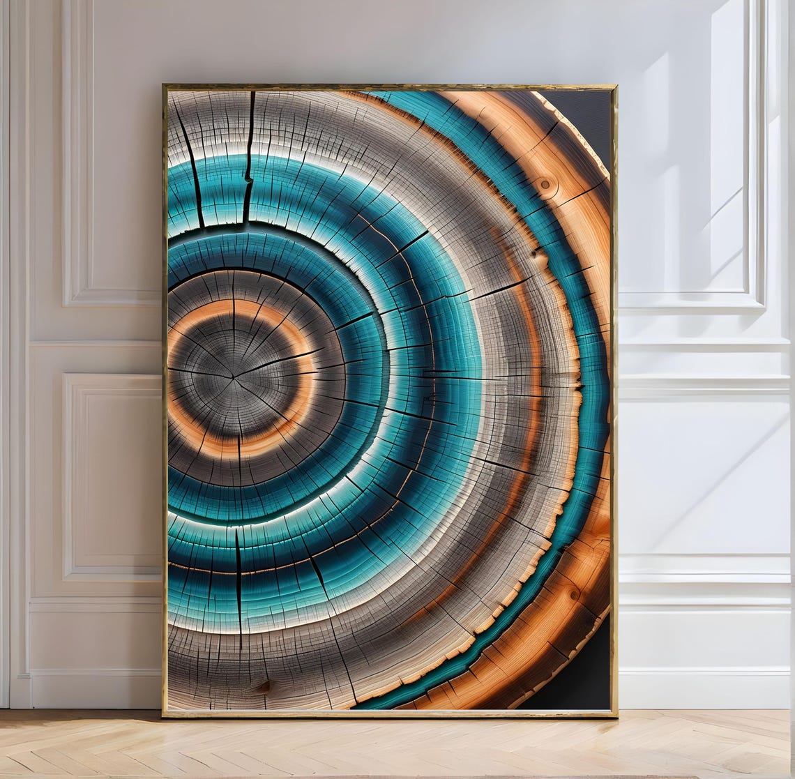 Yayoi Kusama Teal Copper Ripple Rings Contemporary Abstract Poster - Image 5