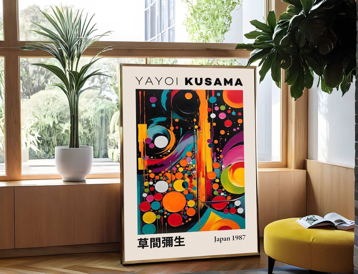 Yayoi Kusama Vibrant Abstract Circles In Motion Japan 1987 Poster - Image 3