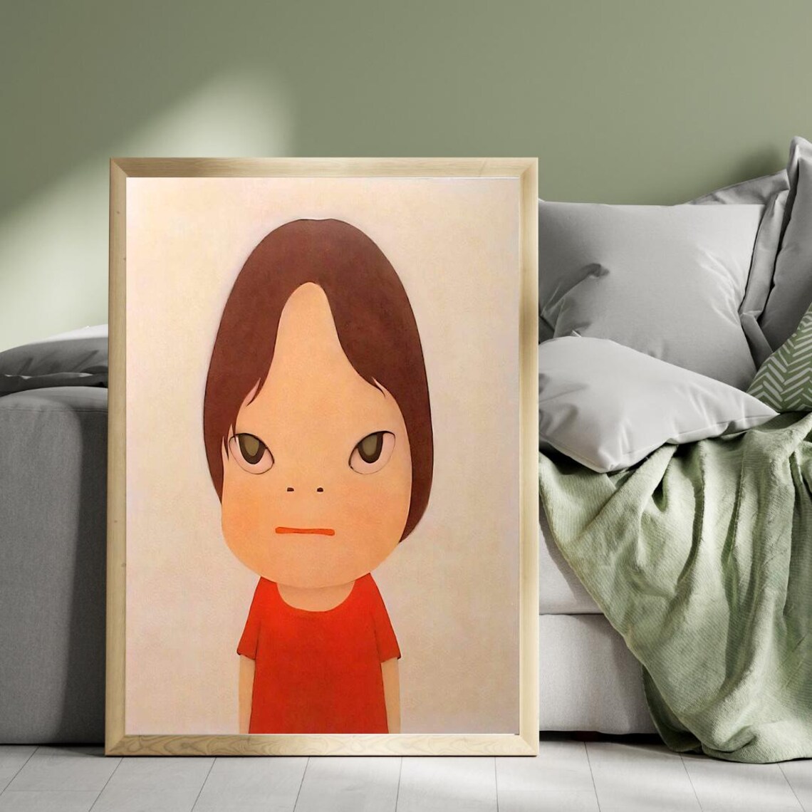 Yoshitomo Nara Tamago Big Eyed Girl Red Shirt Japanese Art Poster - Image 3