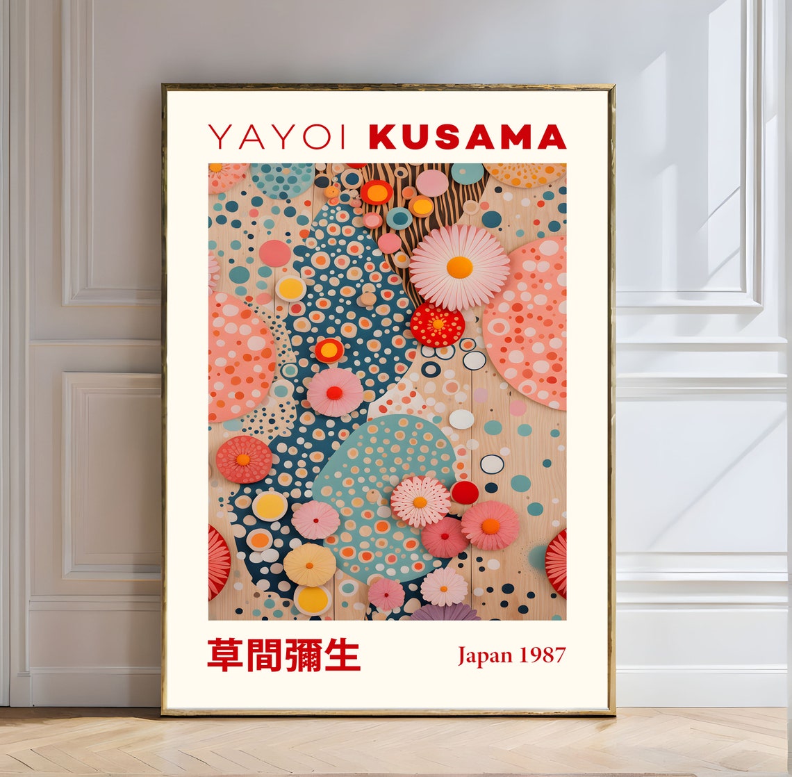 Yayoi Kusama Japan 1987 Vibrant Floral Polka Dot Collage Poster