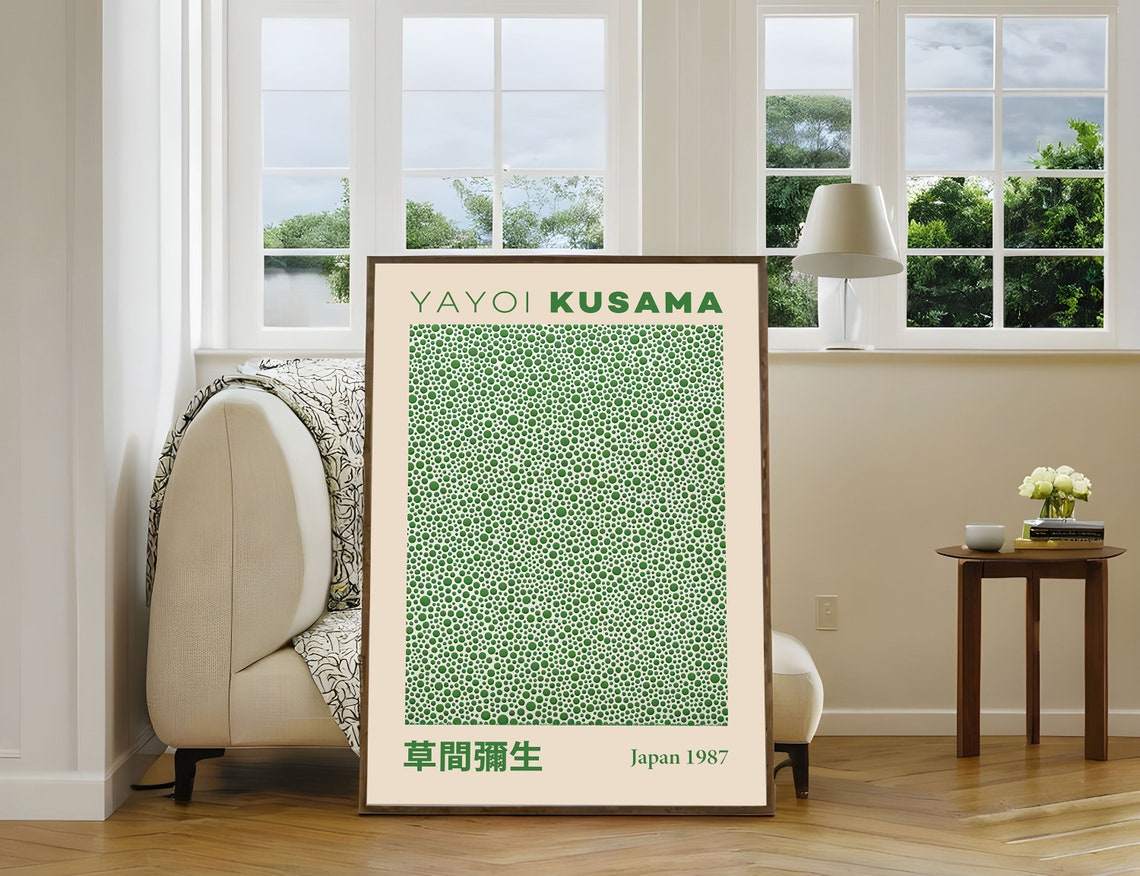 Yayoi Kusama Japan 1987 Green Polka Dot Abstract Pattern Poster - Image 2