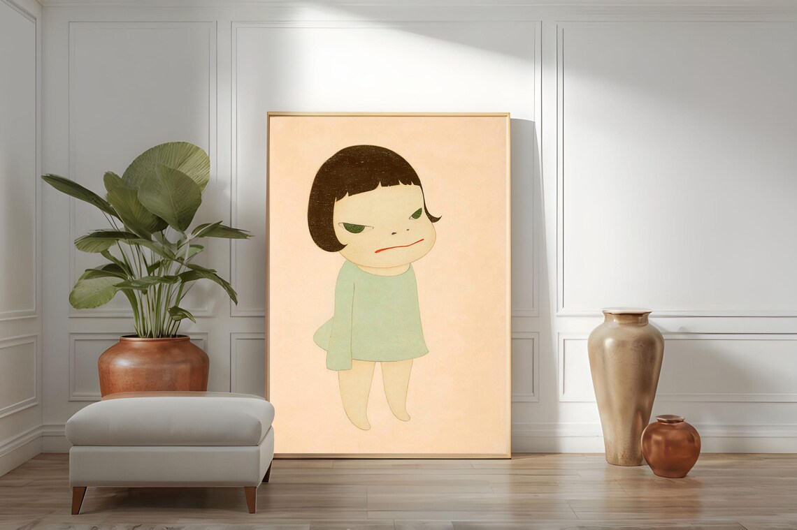 Yoshitomo Nara Standing Alone Defiant Girl Green Dress Art Poster - Image 5
