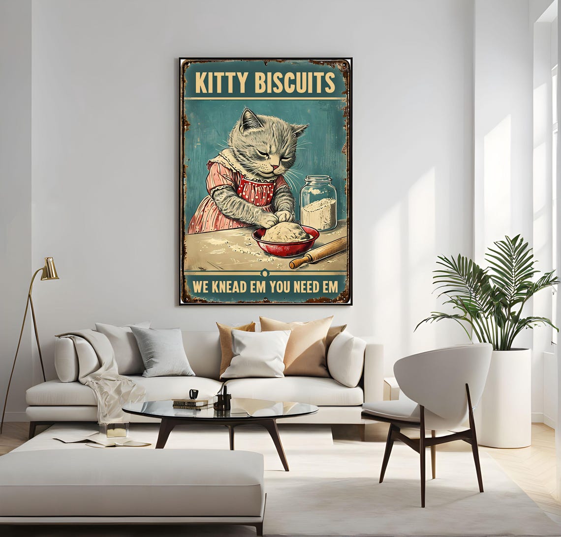 Kitty Biscuits Kitty Biscuits Vintage Cat Retro Baking Kneading Cat Cat Kitchen Cute Bakery Art Feline Chef Cat Lovers Gift - Image 4