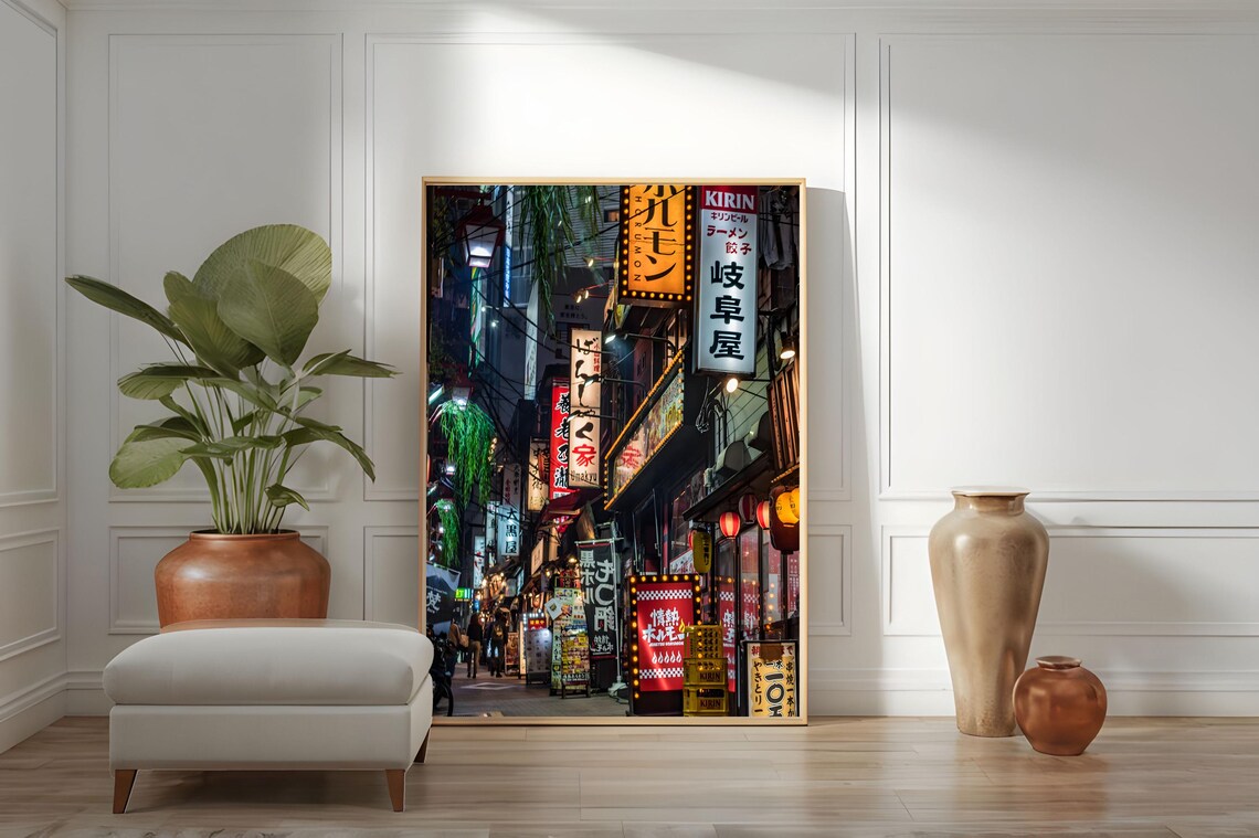 Shinjuku Tokyo Neon Alley Night Street Signs Photography Wall Art - Image 3