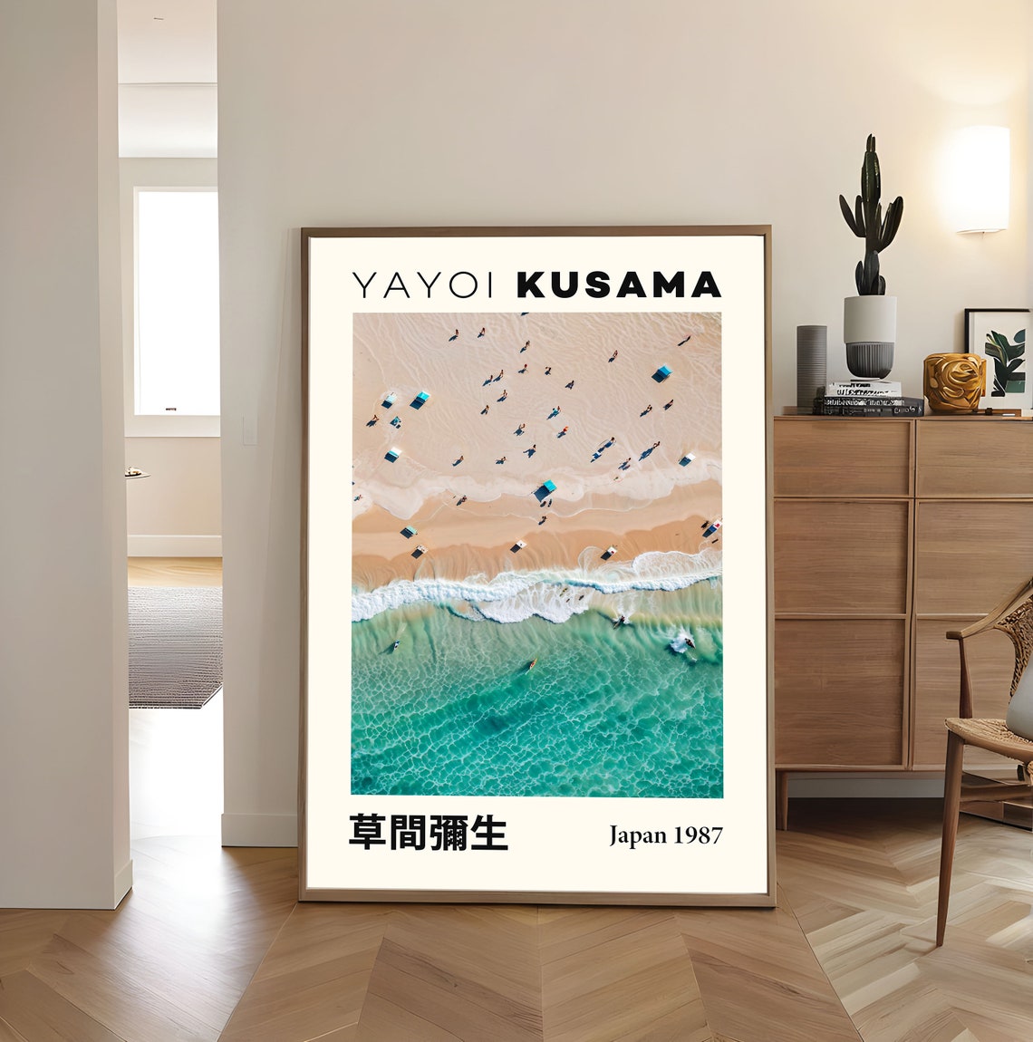 Yayoi Kusama Aerial Beach View Turquoise Waves Japan 1987 Poster - Image 4