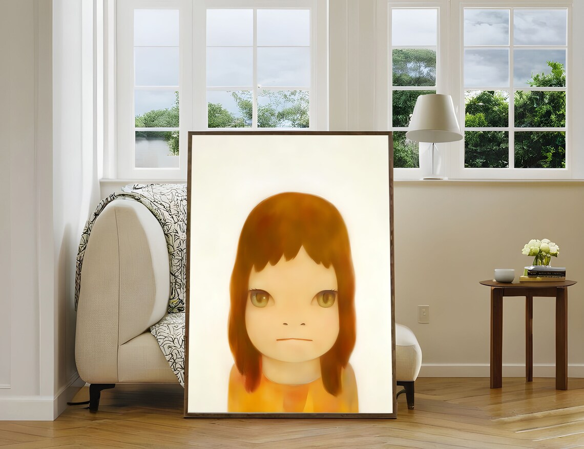 Yoshitomo Nara Melancholic Gaze Of White Night Girl Portrait Poster - Image 2
