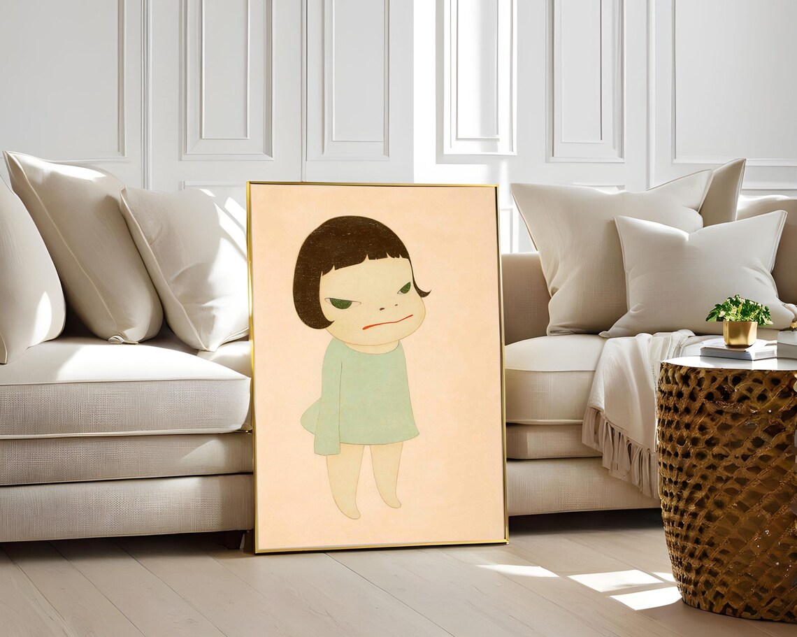 Yoshitomo Nara Standing Alone Defiant Girl Green Dress Art Poster - Image 2