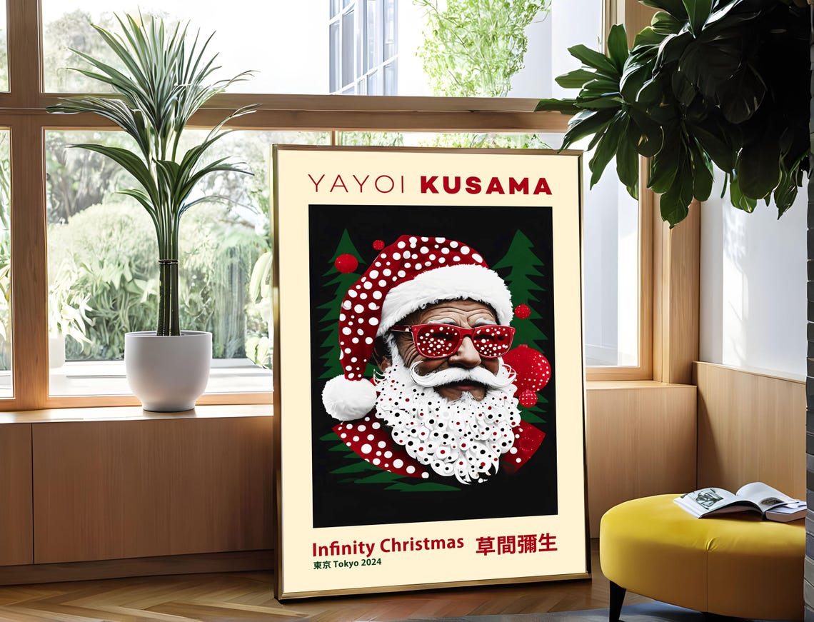 Yayoi Kusama Infinity Christmas Santa Polka Dot Tokyo 2024 Poster - Image 4
