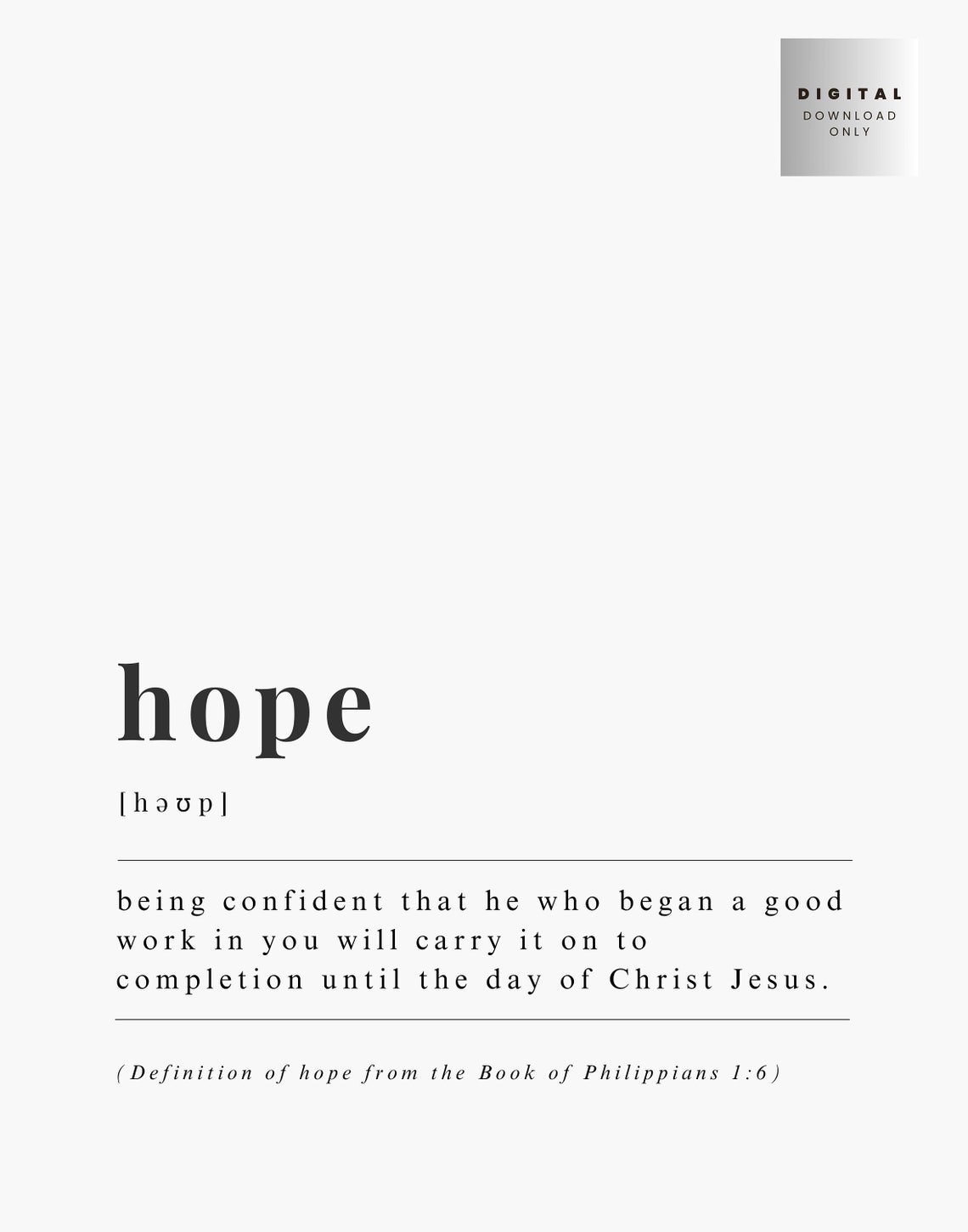 Bible Definition Of Hope Print Scripture Dictionary Poster Christian Verse Affirmation Quote Motivational Saying Wall Art - Image 3