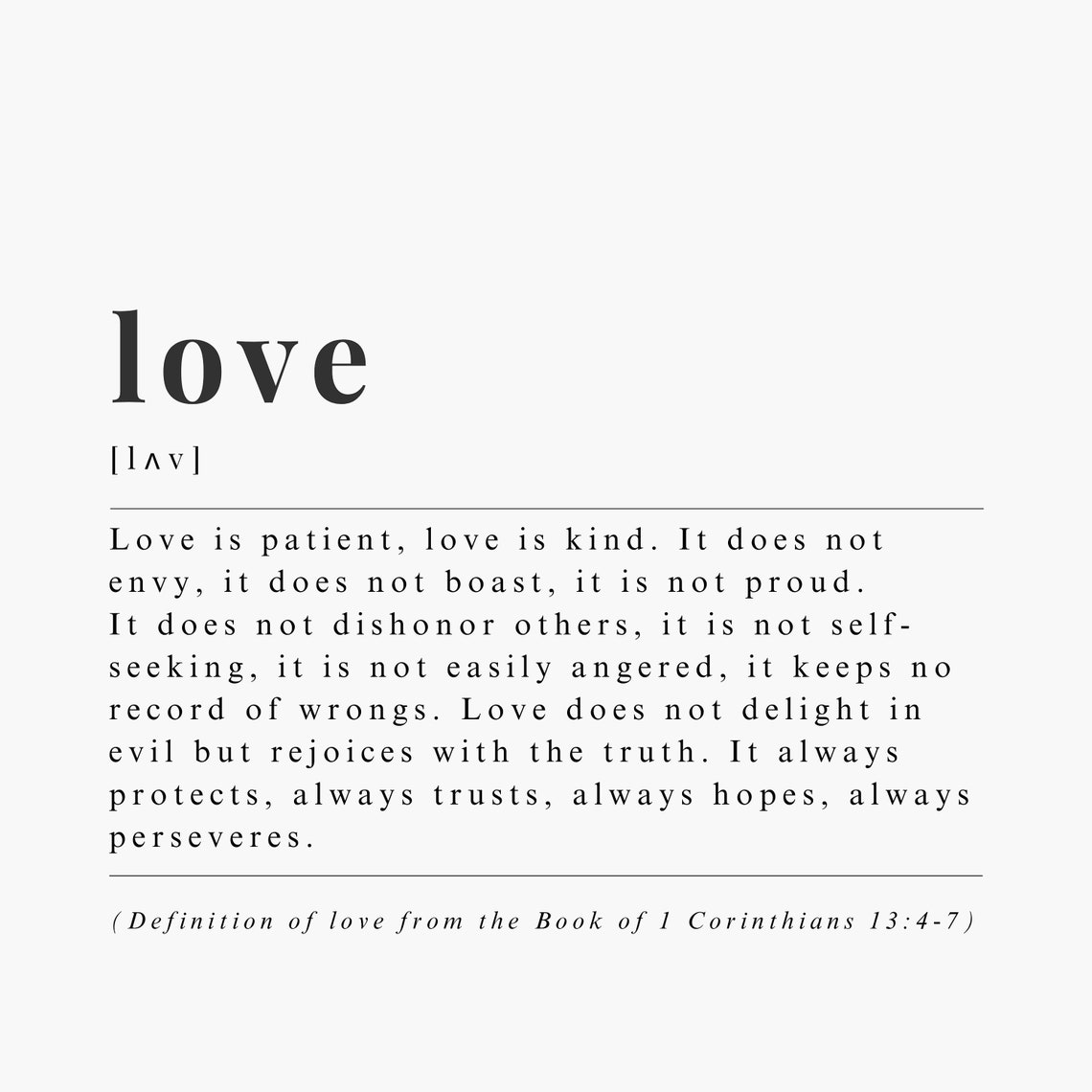 Love Dictionary Definition 1 Corinthians 13 Wedding Vow Art Poster - Image 4
