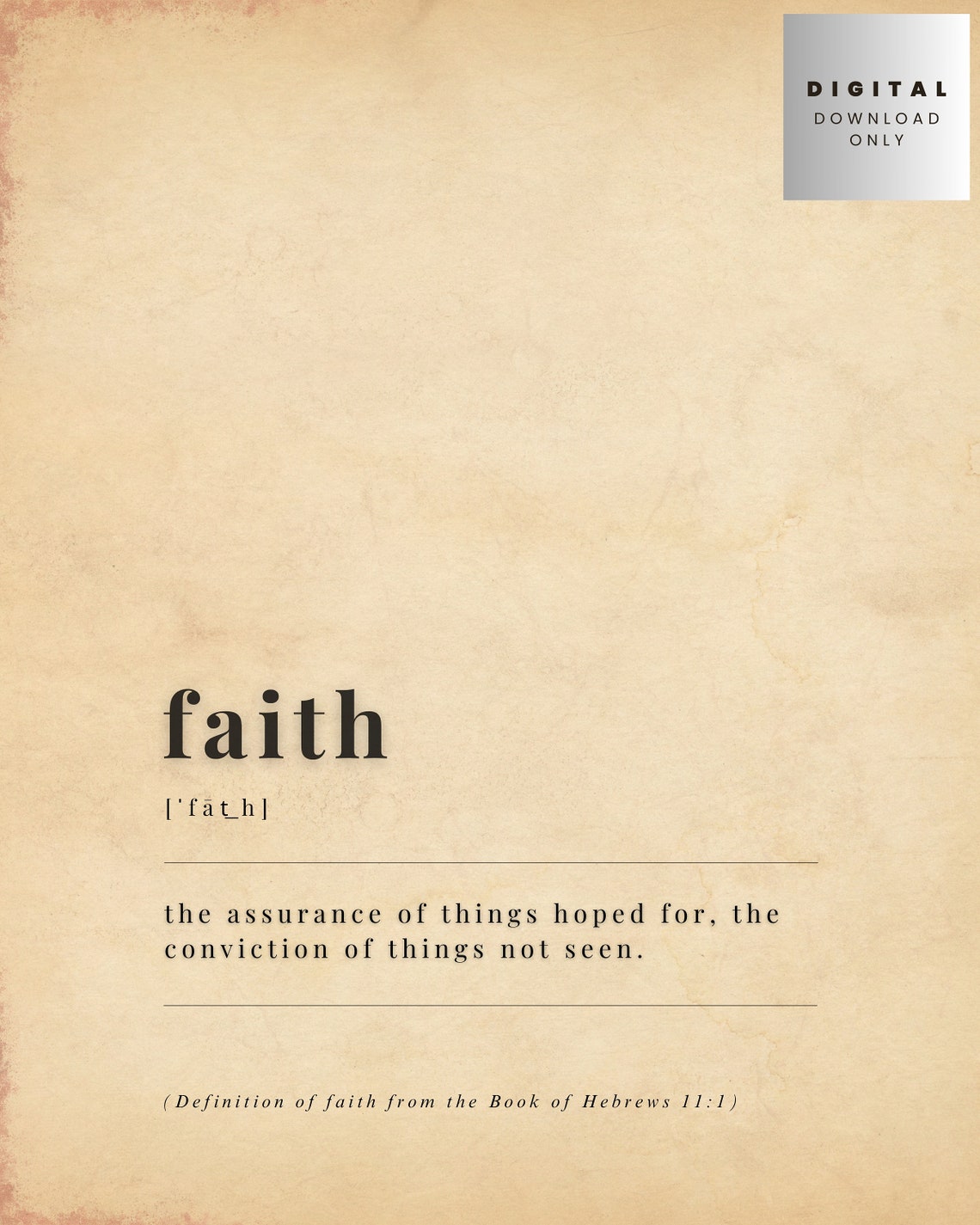 Faith Dictionary Definition Hebrews 111 Vintage Scripture Poster - Image 3