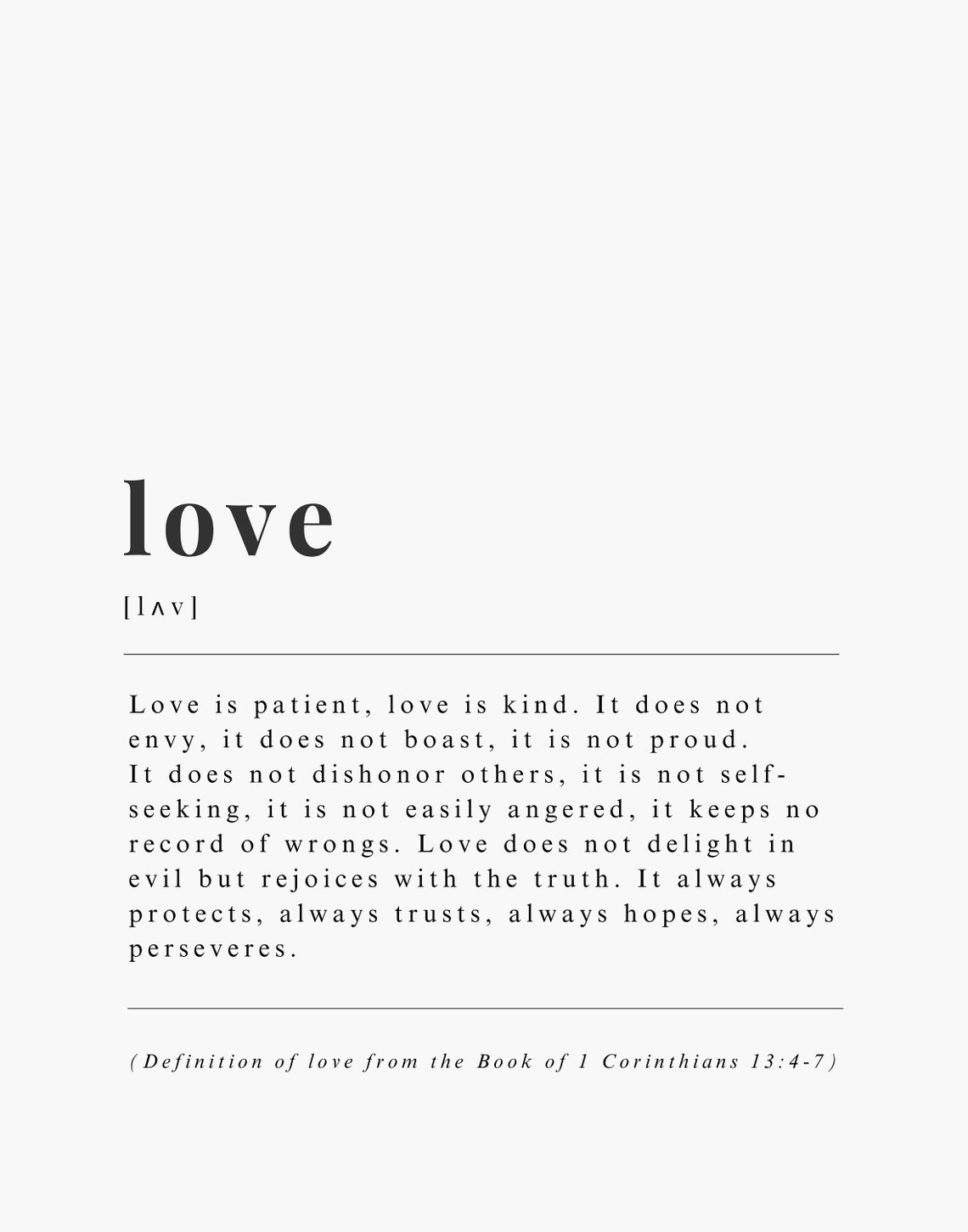 Bible Definition Of Love Print Scripture Dictionary Poster Christian Verse Affirmation Quote Motivational Saying Wall Art - Image 2