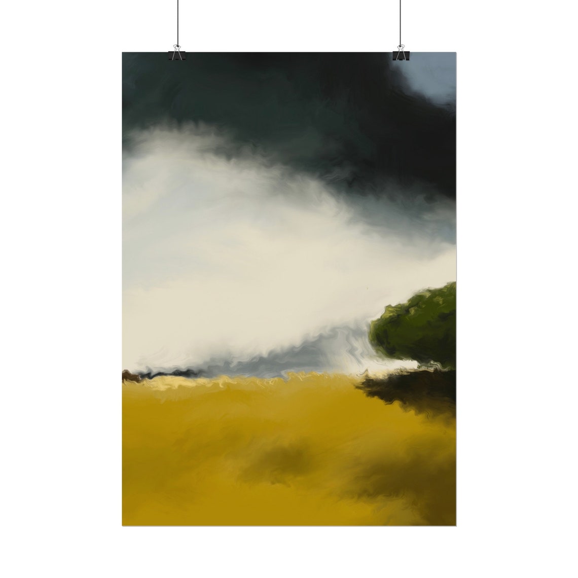 Golden Field Storm Clouds Abstract Landscape Impressionist Poster - Image 3