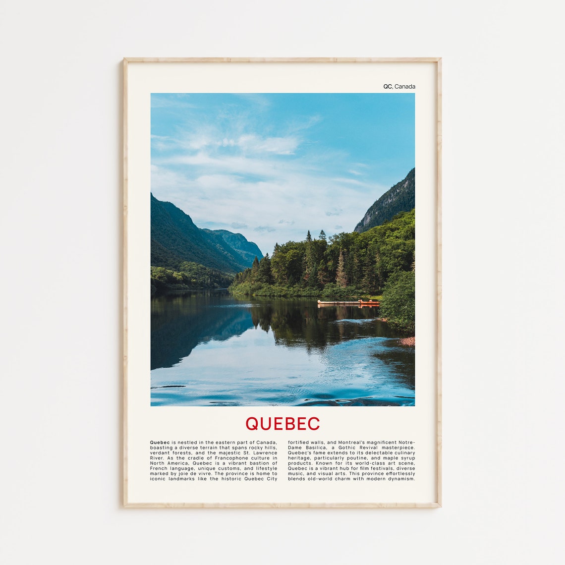 Quebec Still Lake Mirror Green Valley Canada Scenic Travel Poster