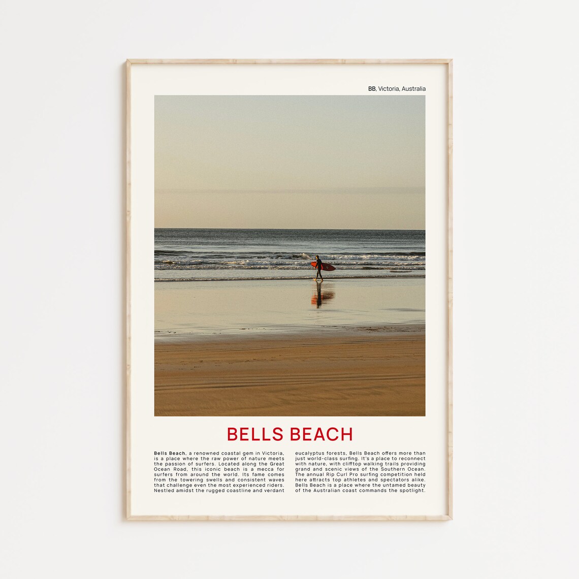 Bells Beach Surfer at Sunset Victoria Australia Photo Travel Poster