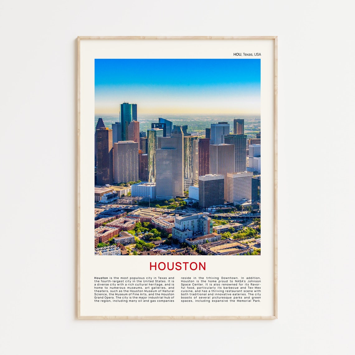 Houston Print Film Photo Houston Wall Art Houston Poster Houston Photo Houston Poster Print Texas Wall Decor Usa Poster United States