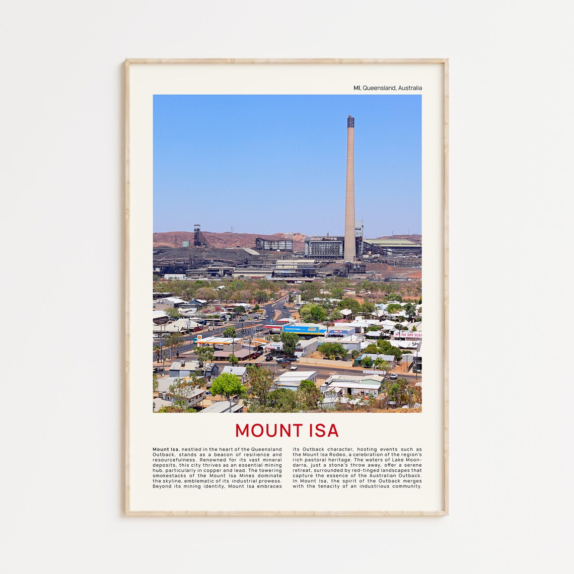 Mount Isa Mines Smokestack Over Outback Town Film Travel Poster