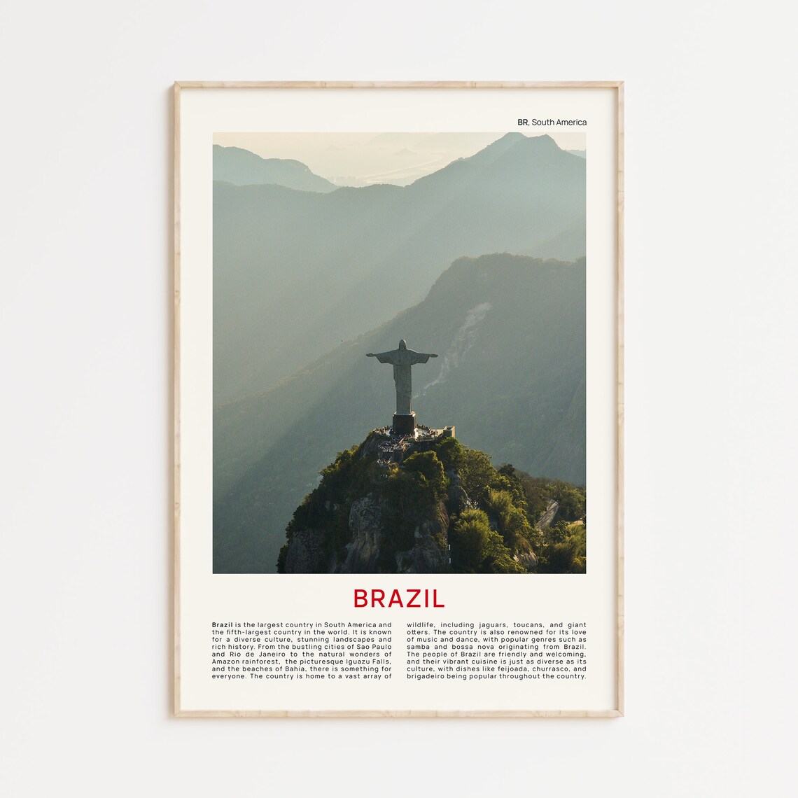 Christ the Redeemer Statue Above Rio Mountains Film Travel Poster
