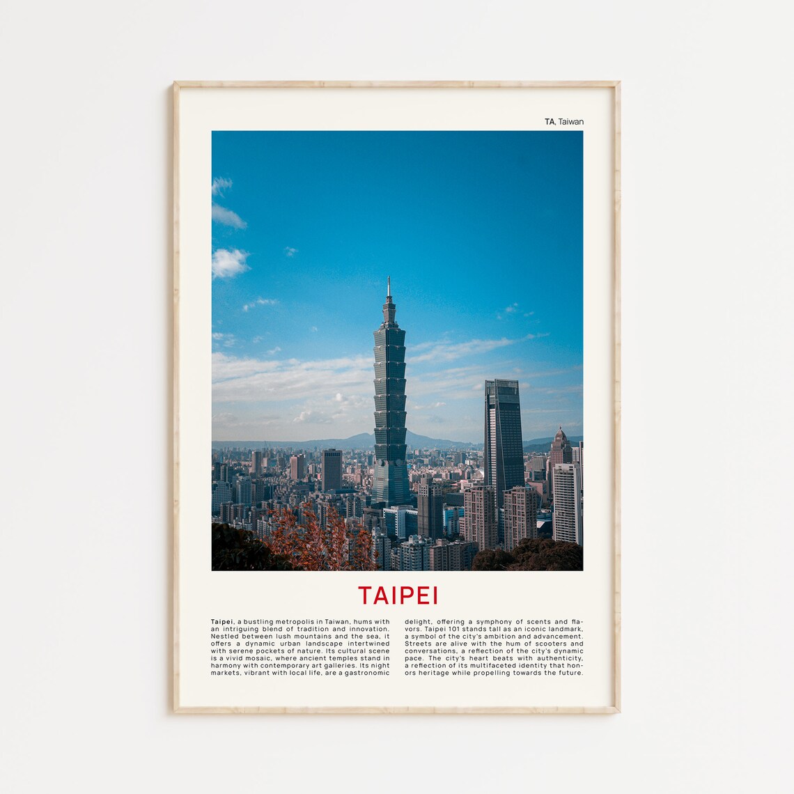 Taipei 101 Tower Rising Above City Skyline Taiwan Travel Poster