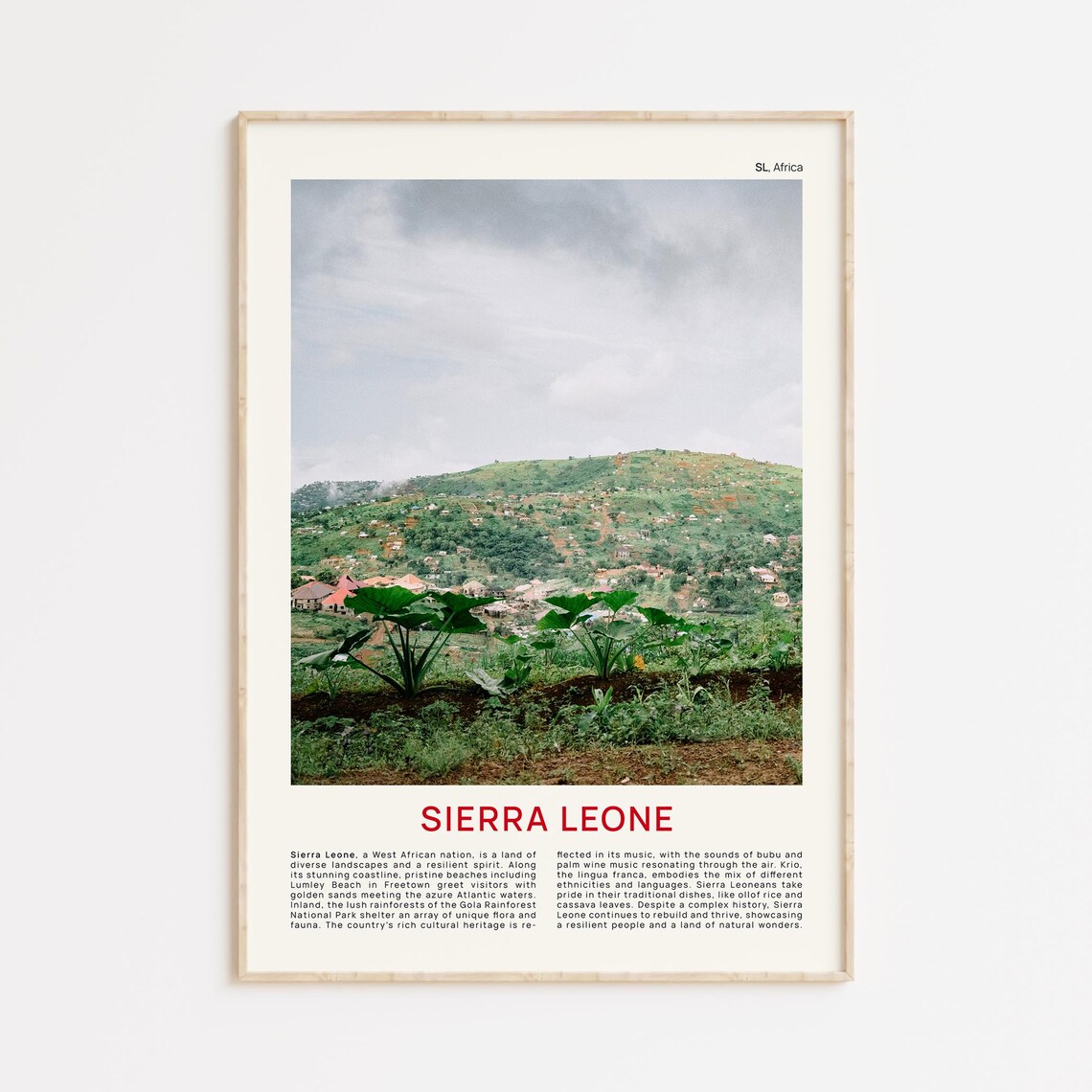 Sierra Leone Lush Green Hillside Village Tropical Leaves Photo Poster