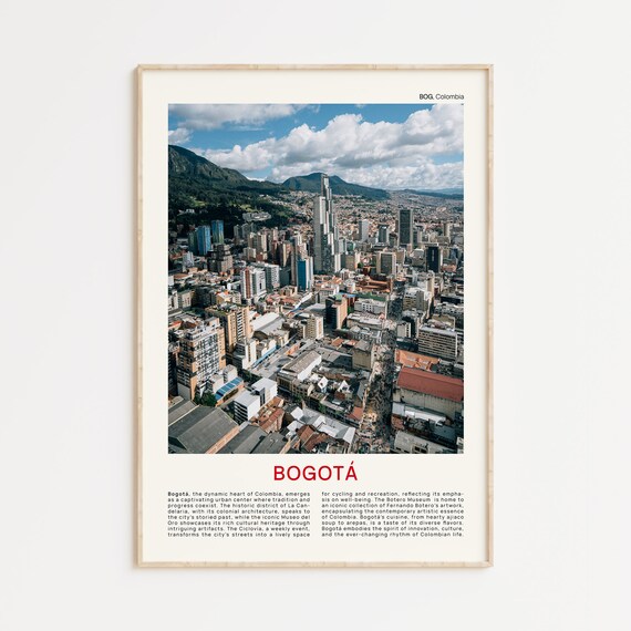 Minimalist Bogota Travel Photo Poster Featuring a Cityscape Against the Andes