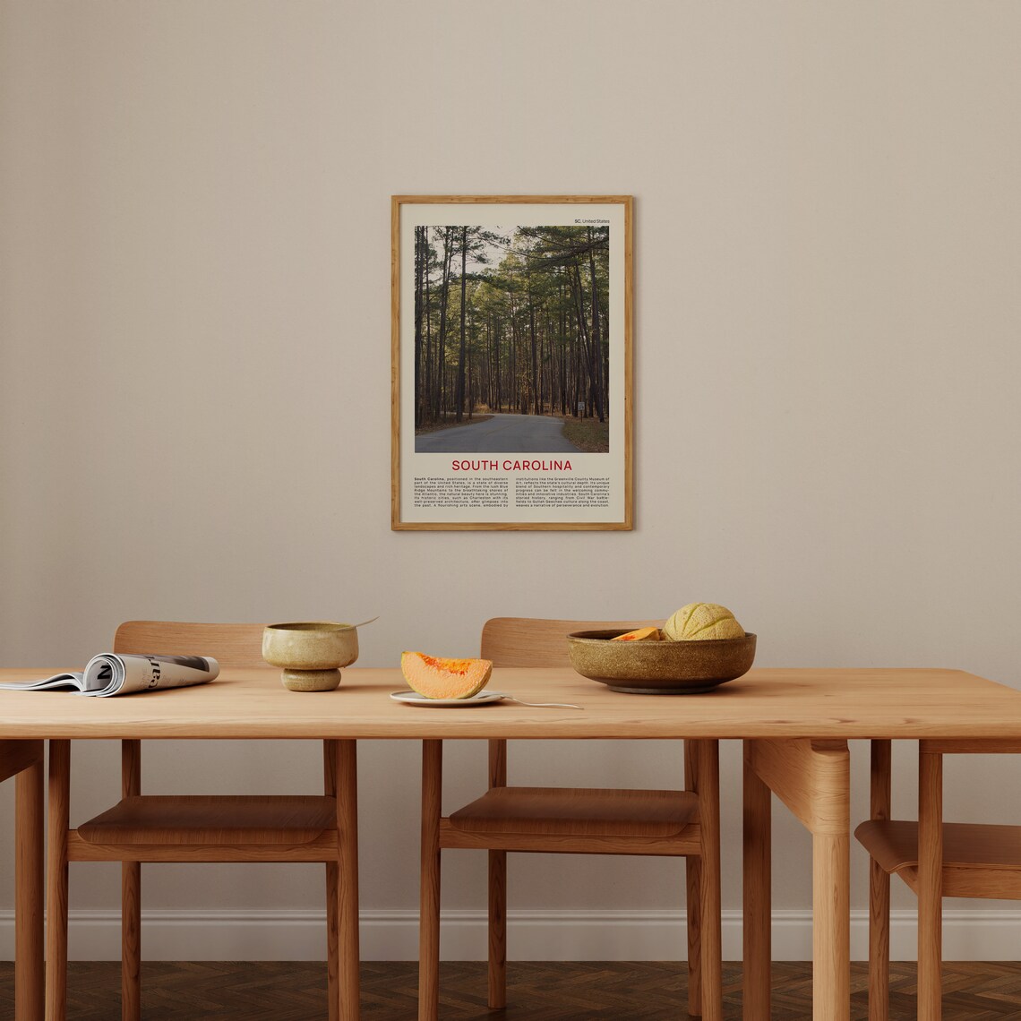South Carolina Pine Forest Winding Road Journey Scene Film Poster - Image 4