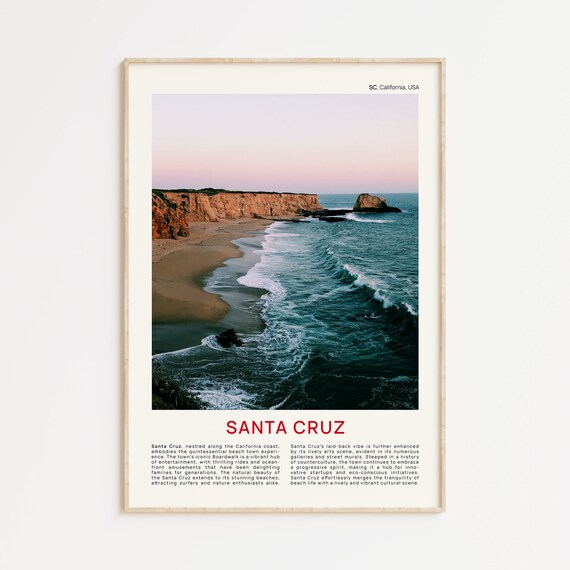 Santa Cruz California Coastal Cliffs Sunset Surf Film Poster