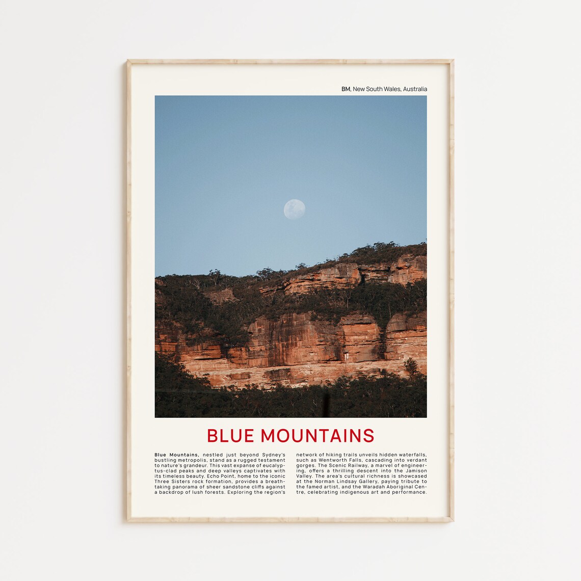 Blue Mountains Sandstone Cliffs Moon New South Wales Photo Poster