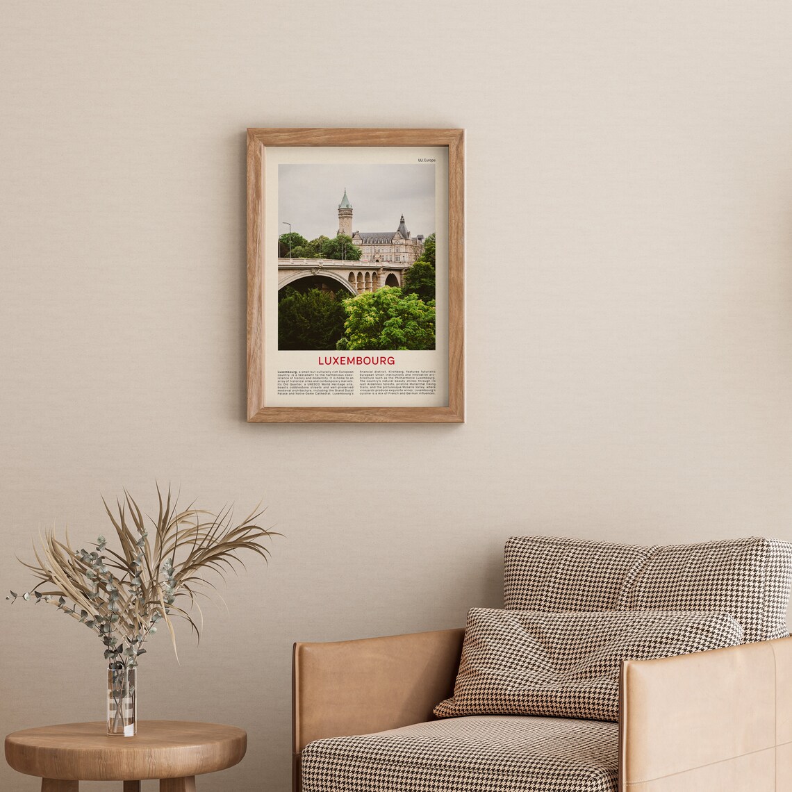 Luxembourg City Old Bridge Over Green Valley Europe Travel Poster - Image 3