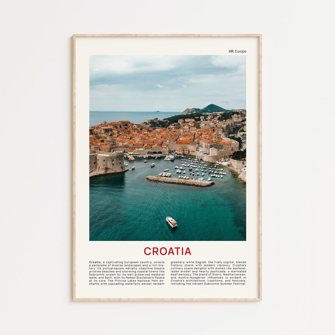 Dubrovnik Old Town Harbor Aerial Film Photo Croatia Travel Poster