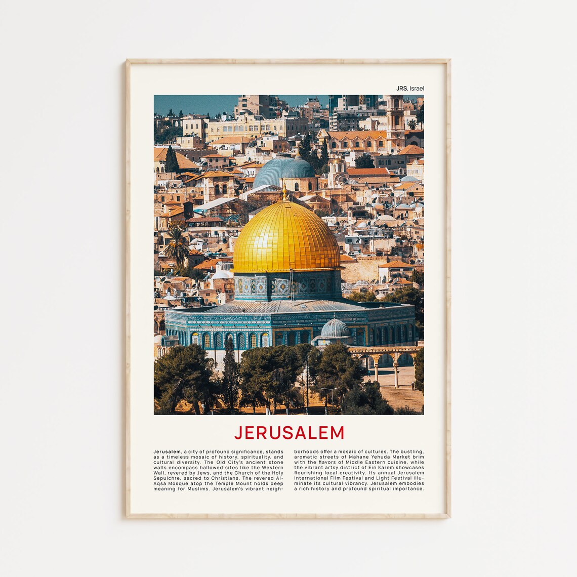 Jerusalem Dome of the Rock Old City Skyline Photo Travel Poster