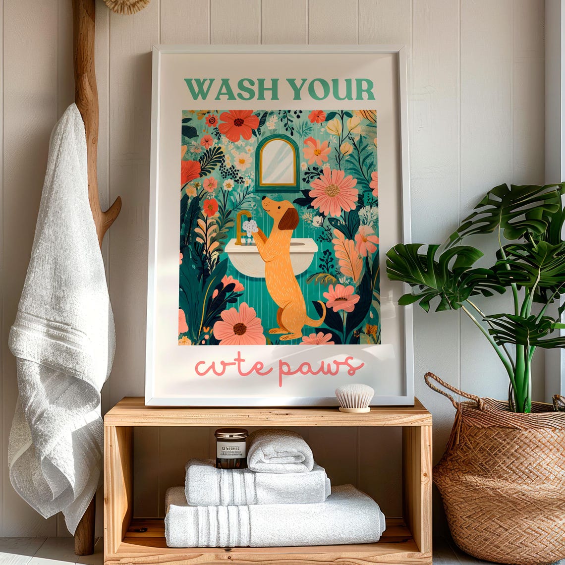 Wash Your Paws Dog Poster Kids Washing Up Print Kids Toilet Wall Art Cute Bathroom Poster Dog Lover Funny Bathroom Print Toilet Decor - Image 7