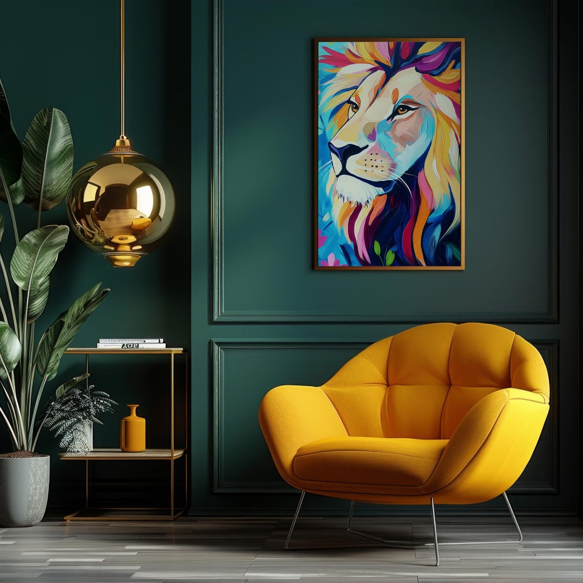 Lion With a Rainbow Mane in Bold Abstract Paint Wildlife Poster - Image 6