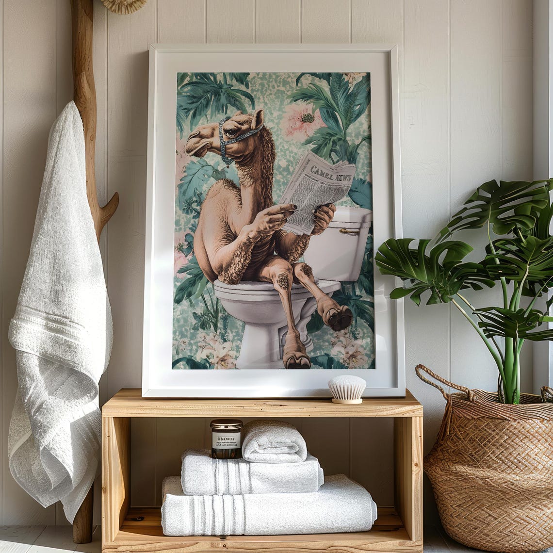 Camel Sitting on a Toilet Reading Camel News Bathroom Poster - Image 7