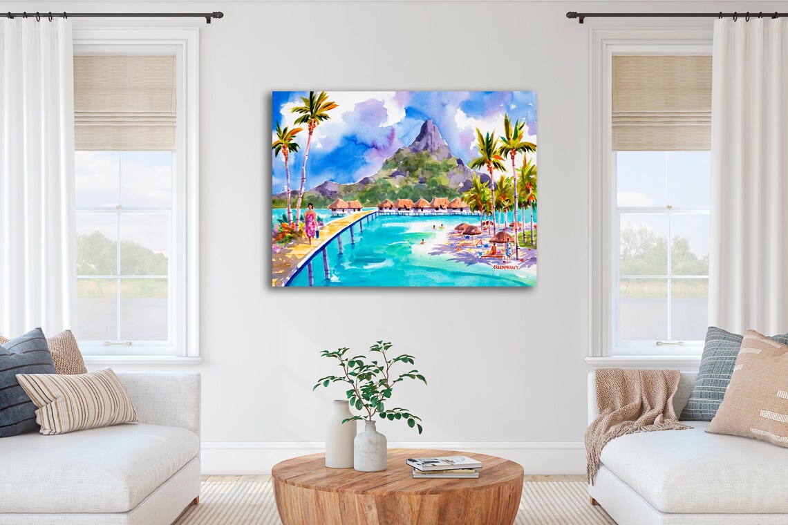 Bora Bora Tropical Watercolor Beach Art Print