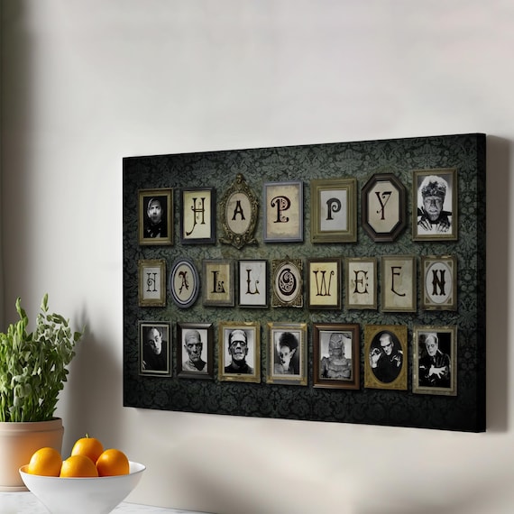 Chilling Characters Vintage Horror Movie Halloween Gothic Wall Painting Large Art Housewarming Gifts Canvas Print