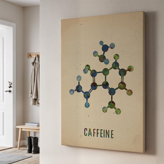 Caffeine Molecule Watercolor Scientific Coffee Chemistry Poster
