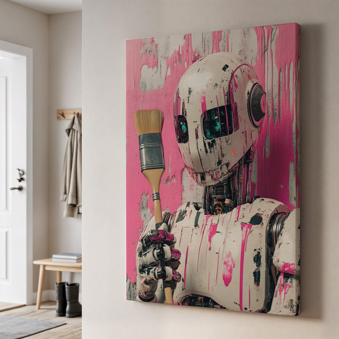 Robot Artist Graffiti-Inspired Tech Art Print