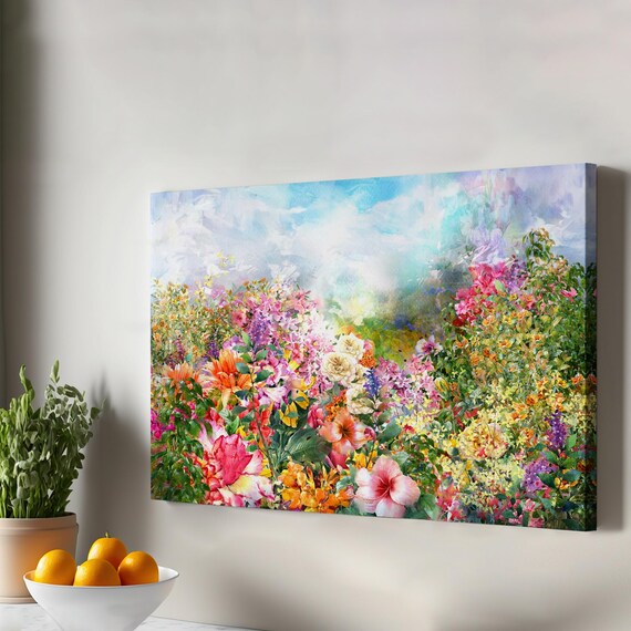Vibrant Watercolor Flower Garden Blooming Spring Floral Art Poster