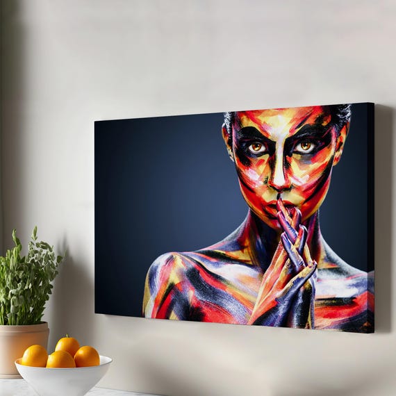 Beautiful Girl Portrait Oil Painting Look Decorative Canvas Wall Art Decor Modern Housewarming Gift