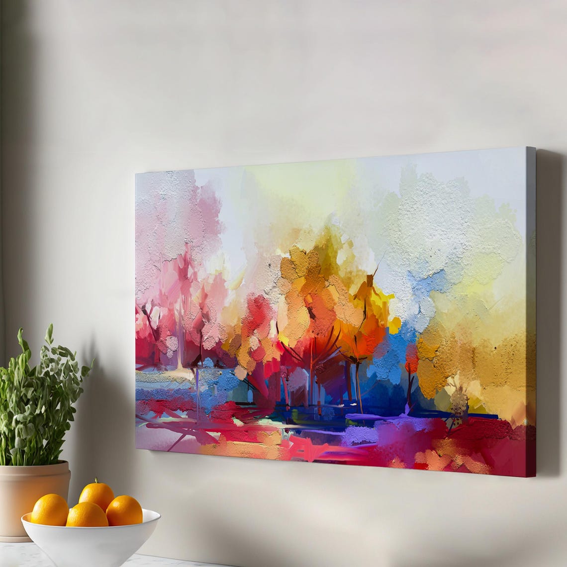 Brush Stroke Abstract Modern Art Oil Painting Look Canvas Wall Framed Large