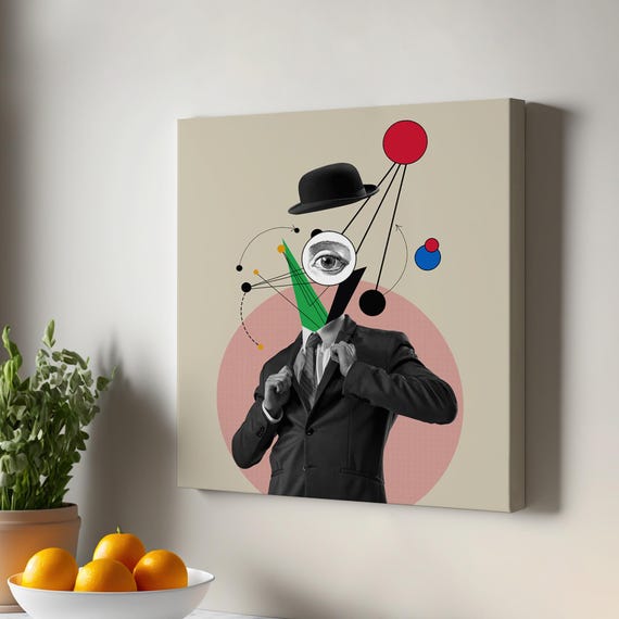 Pop Art Print Coffee Drinking Comic Book Hero Large Wall Housewarming Gift Surreal Modern Decor Framed Canvas