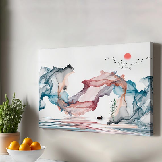 Abstract Ink Art Decorative Canvas Wall Framed Housewarming Gifts Large