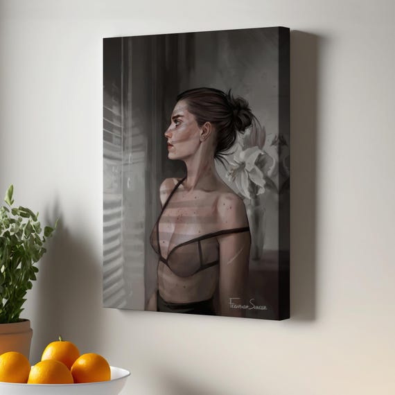 Beautiful Woman Looking Out The Window Canvas Painting N Wall Art Print Modern Decor Housewarming Gifts
